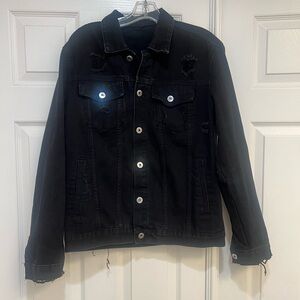 Unbranded Black Distress Jeans denim jacket  Shacket size‎ small